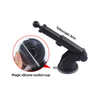 Support de téléphone à ventouse en silicone flexible et étanche avec rotule de 17 mm, base télescopique réglable en hauteur, rotation à 270°, noir, pour voiture