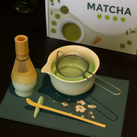 Ensemble de thé matcha 7 pièces, bol à matcha, fouet à thé, fouet en bambou sur support, ensemble OEM avec boîte cadeau