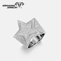 Bague personnalisable en argent S925 et or massif (10K/14K) Moissanite VVS Iced Star Style Hip-hop pour hommes et femmes