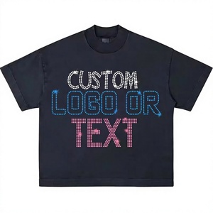 T-shirt unisexe surdimensionné à manches courtes, personnalisé, écologique, avec strass thermocollants, effet scintillant et phosphorescent, extensible, avec logo frontal - Product Image 1