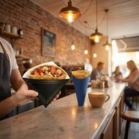 Boîte en papier triangulaire anti-graisse de qualité alimentaire personnalisée pour crêpes, sac trapézoïdal pour café, crêpes de rue, emballage à emporter