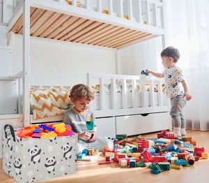 Panier de rangement Panda pour enfants, bacs de rangement rectangulaires pour filles, paniers cadeaux pour bébés, boîte de rangement mignonne pour jouets, organisateur, panier de bibliothèque - Product Image 5