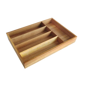Acacia Wood Cutlery Organizer <b>Box</b> With Five Compartments For Knife Spoon <b>Storage</b> <b>Drawer</b> Organizer Rectangular Standing Type - Product Image 5