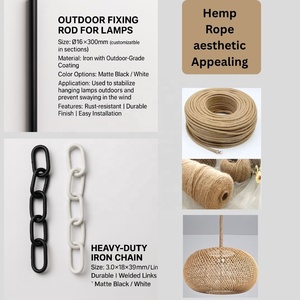 Lampada a Sospensione in Rattan <span class=keywords><strong>per</strong></span> Esterni IP54 Impermeabile, Lampada Pendente in Vimini <span class=keywords><strong>per</strong></span> Giardino, Patio, Cortile, Villa, Balcone, Decorazione Esterna - Product Image 3