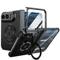 Produits phares : Étui de téléphone anti-chute à écran en verre trempé pour iPhone Duo avec support rotatif à 360° et coque rigide magnétique en plastique