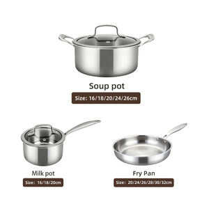 Juego de Utensilios de Cocina de 14 Piezas, Antiadherentes, de Acero Inoxidable 304 de Triple Capa, Aptos para Inducción, de Alta Calidad, con Tapas - Product Image 6