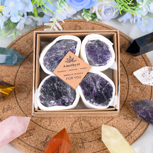 Caja de Regalo Personalizada con Piedras Curativas, Juego de Cristales Naturales de Cuarzo Rosa y Amatista en Bruto - Product Image 6