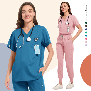 Venta al por mayor de marca de alta calidad, suministros hospitalarios cómodos elásticos personalizados, conjunto de uniformes médicos de enfermería para cirugía dental para mujeres - Product Image 3