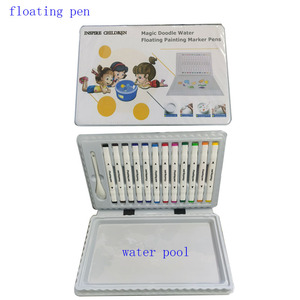 Çizim 12 renk güvenli boyama boyama manyetik yüzen işaretleyici seti düz 6mm ucu ile kumaş silinebilir ve çift taraflı yazma - Product Image 4