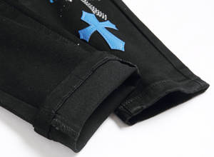 رويشي هاي ستريت أسود للشباب عبر شارة طماق تمتد ممزق التصحيح نحيل الجينز سراويل الرجال - Product Image 4