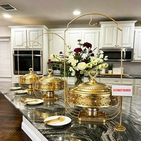 Meistverkaufter Edelstahl 8L Benzinbetriebener Restaurant-Party-Speisenwärmer Goldener Buffet-Catering-Chafing-Dish Hängender Warmhaltebehälter