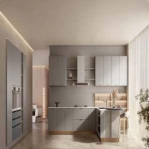 Gabinete de Cocina de Madera de Lujo de Múltiples Niveles con Isla y Almacenamiento Funcional Completo para Cocinas de Villas de Alta Gama - Product Image 2