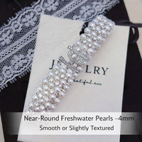 Nouvel Arrivage Bracelet Chaîne à Maillons Style Français Triple Rangée de Perles Blanches des Mers du Sud Grade AAAA avec Fermoir Fer à Cheval, Romantique et Élégant