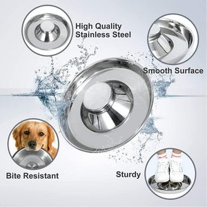 SUOXU Bols d'alimentation écologiques en acier inoxydable pour chiots, grands bols en métal solide <span class=keywords><strong>de</strong></span> 30cm pour le <span class=keywords><strong>sevrage</strong></span> <span class=keywords><strong>de</strong></span> l'eau et <span class=keywords><strong>de</strong></span> la nourriture, ensemble <span class=keywords><strong>de</strong></span> 2 pièces - Product Image 1