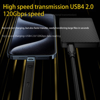 Kabel USB4 V2.0 80Gbps 240W 8K Kompatibel Thunderbolt 5 Tipe-C ke C FPC Pengisian Cepat Kabel Data untuk MacBook iPhone 15/16 PD3.1