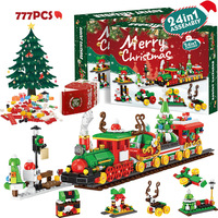 Sınır Ötesi Yeni Ürünler Noel 24 Günlük Geri Sayım Sürprizi 1:72 Ölçekli Yapım Blokları Hediye Seti Oyuncaklar Küçük Parçacıklı Noel Yapım Seti