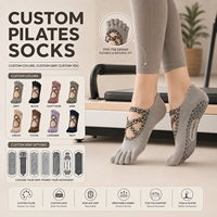 Chaussettes de Pilates antidérapantes personnalisées, chaussettes de yoga antidérapantes à cinq doigts personnalisées pour la danse, la gym, les sports d'intérieur