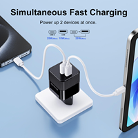 Chargeurs muraux intelligents USB Type-C 2 ports 25W Gan QC3.0 colorés pour téléphone, adaptateur de charge mural mini compact