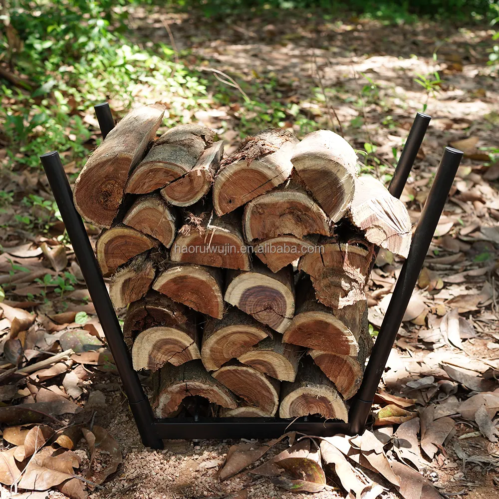 BiggerFire Fireplace Log Wood Lumber Storage Holder Folding Metal Firewood Rack Outdoor Log Stacking Rack