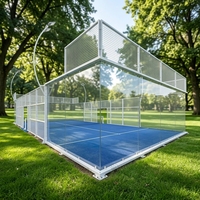 Lapangan Tenis Padel Panorama Penuh Langsung dari Pabrik, Warna Kustom, Kaca Tempered 12mm, Rumput Buatan 12mm, Lapangan Padel Komersial
