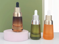 Flacon compte-gouttes en verre haut de gamme de 30 ml, conique, pour huiles essentielles, sérum d'ananas, contenant cosmétique avec lumière, vente en gros