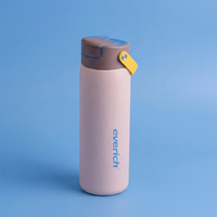 Bouteille d'eau isotherme en acier inoxydable avec couvercle à clapet et paille, anti-fuite, sans BPA, réutilisable, isolation thermique 12-24h pour adultes