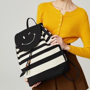 Chất Lượng Cao Thời Trang Của Phụ Nữ Polyester Sợi Ba Lô Chống Thấm Nước Bền Màu Đen Trắng Sọc Khuôn Mặt Cười Trang Trí Nội Thất Bên Ngoài - Product Image 5