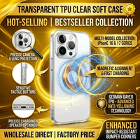 Casing HP Transparan Magnetic TPU+PC untuk 17 16 Pro Max Anti-Kuning Pelindung Keras Mendukung Pengisian Daya Nirkabel