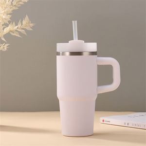 Car Travel Handle 14oz Tumbler <b>Mug</b> Vacuum Insulated Double Wall Stainless Steel Lid Straw Included - Product Image 4