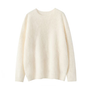 Jersey de Cachemira con diseño de logotipo personalizado OEM Suéter de Cachemira de punto peludo con cuello redondo para mujer - Product Image 2