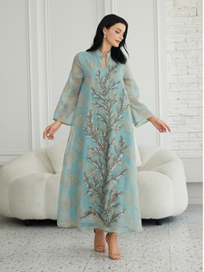 2023ヴィンテージベスト女性アバヤソリッドカラー長袖イスラム教徒のドレスヒジャーブプラスサイズイードターキースタイルのドバイイスラム服 - Product Image 5