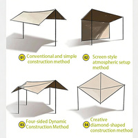 Tente pare-soleil en tissu Oxford, auvent extérieur avec imperméabilisation 2000-3000 mm, équipement de camping, tables et chaises pliantes de camping