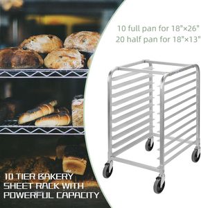 Estante para pan en forma de H de aluminio comercial, 10 niveles con ruedas, estilo moderno para cocinas, panaderías, pizzerías - Product Image 3