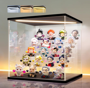 Vitrine d'exposition B2B personnalisée en bois massif et acrylique avec éclairage LED réglable, boîte <span class=keywords><strong>de</strong></span> présentation transparente anti-poussière à 5 niveaux pour figurines d'<span class=keywords><strong>action</strong></span> - Product Image 6