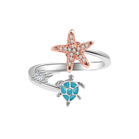 Bijoux à la mode Cuivre Zircon Soulagement De L'anxiété Fidget Bijoux Étoile De Mer Tortue Spinner Anneau