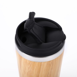 450ml Eco Friendly <b>Bamboo</b> Travel <b>Coffee</b> Mug Double Wall Vacuum Insulated Stainless Steel Tumbler With Leakproof Lid Custom Logo - Product Image 6