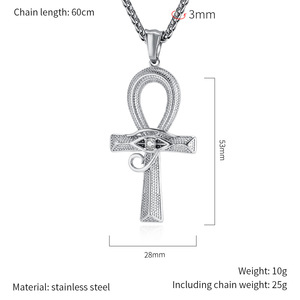 Joyería <span class=keywords><strong>de</strong></span> Moda Hip Hop, Collar con Colgante <span class=keywords><strong>de</strong></span> Cruz Ankh y Ojo <span class=keywords><strong>de</strong></span> Horus Egipcio Antiguo, en Acero Inoxidable Chapado en Oro <span class=keywords><strong>de</strong></span> 18K - Product Image 6