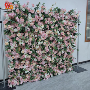 Suave Venta caliente plenitud Floral pared 3D Rosa flor Artificial pared telón de fondo 8*8 pies boda telón de fondo Decoración - Product Image 4
