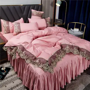 Draps de lit en soie arrosés de bonne qualité de très luxe Ensembles de literie Twin Queen King Size Parure de lit Housse de couette