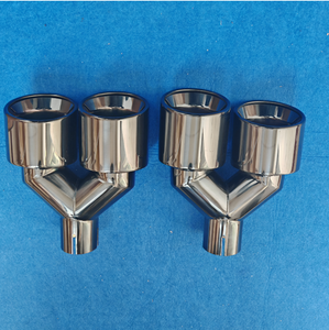 Embout d'échappement en titane noir de 4 pouces, forme en Y, bord roulé, acier inoxydable, double sortie, embout de silencieux universel, tuyau d'échappement - Product Image 3