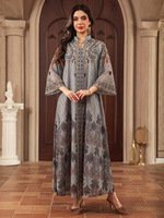 Abaya de luxe turquoise pour femmes musulmanes de Dubaï, robe longue modeste avec motif cachemire transparent, accessoire vestimentaire traditionnel