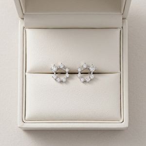 Hot Selling Loop Design <b>Fine</b> Jewelry Wholesale 18K Solid White Gold Real Natural Diamond Stud <b>Earrings</b> For Women Birthday Gift - Product Image 6