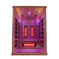 Sauna Tradicional Eléctrica de Infrarrojos para 2 Personas, de Madera Maciza de Hemlock, para Interiores, con Luces de Terapia, para Adultos, con Bañera de Hidromasaje y Masajes