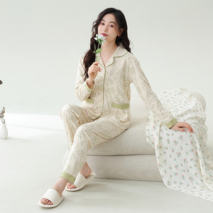 롱드 여성용 긴팔 V넥 나이트가운 <span class=keywords><strong>CVC</strong></span> 혼방 소재 수분 흡수 속건 부드럽고 통기성 좋은 피부 친화적인 홈 레저웨어 - Product Image 1
