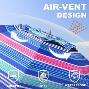 Parasols de plage à <span class=keywords><strong>angle</strong></span> <span class=keywords><strong>d</strong></span>'inclinaison réglable avec <span class=keywords><strong>porte</strong></span>-gobelet, pour l'extérieur, 200cm - Product Image 5