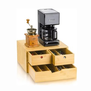 Coffee Machine <b>Shelf</b> Countertop Storage Rack With Drawers For Kitchen Office Living Room Natural Color - Product Image 1