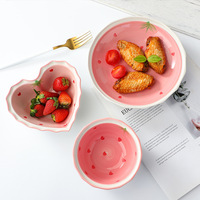Service de table en porcelaine fine durable et écologique, motif pois mignons et romantiques, idéal pour les fêtes, assiette à fruits et salade créative de haute qualité pour la maison