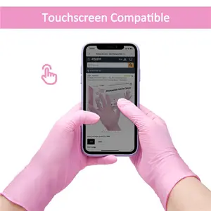 Logo Custom Pink Hotel Home Cleaning Tattoo Food Service 3 Mil Beauty Salon Spa Manicure Nail Art Pure Nitrile Glove Work Gloves