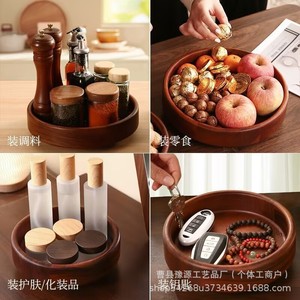 Walnut Wood <b>Spice</b> Rack Rotating Storage Tray With Wooden Lid Airtight For Kitchen <b>Spice</b> <b>Jars</b> Soy Sauce Vinegar <b>Jar</b> L Size - Product Image 3