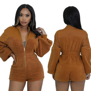 <span class=keywords><strong>Polaire</strong></span> en gros 2025 S-2XL femmes à manches longues barboteuse surdimensionnée une pièce de haute qualité épais à manches longues Shorts combinaison - Product Image 4